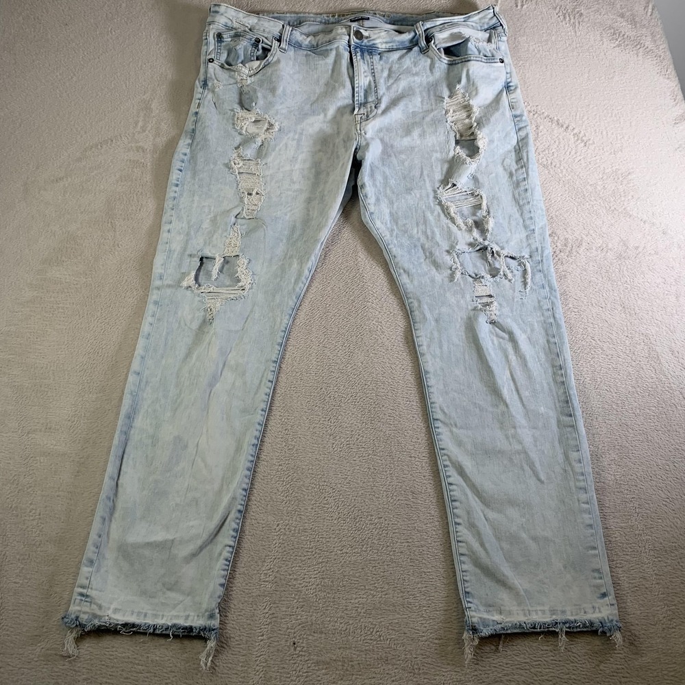 American Eagle Extreme Flex Slim Jeans Mens 44x30 (Tag 44x32) Light Distressed
